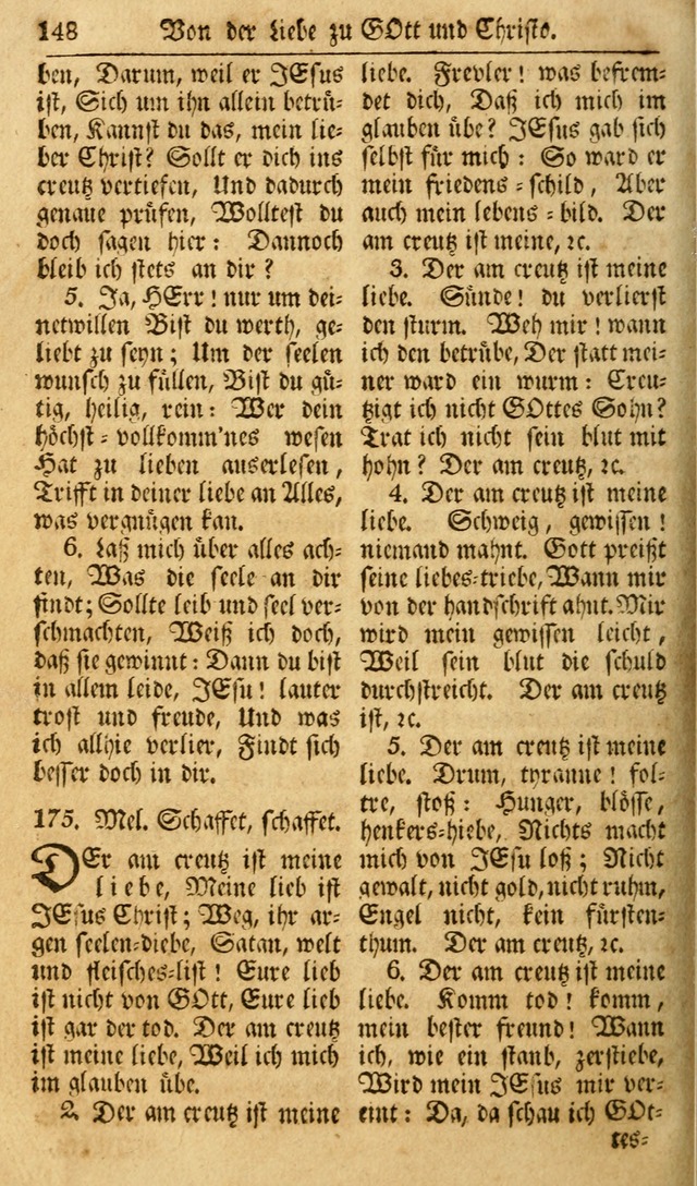 Das Geistliche Saitenspiel: oder, Eine Sammlung auserlesener, erbaulicher, geistreicher Lieder zum Gebrauch aller Gottliebenden Seelen, insonderheit für dei Gemeinen der Evangelischen... (1st Aufl.) page 148