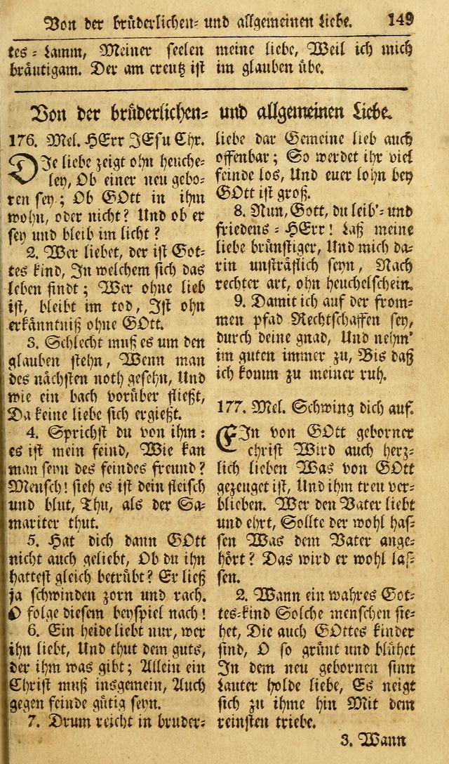 Das Geistliche Saitenspiel: oder, Eine Sammlung auserlesener, erbaulicher, geistreicher Lieder zum Gebrauch aller Gottliebenden Seelen, insonderheit für dei Gemeinen der Evangelischen... (1st Aufl.) page 149