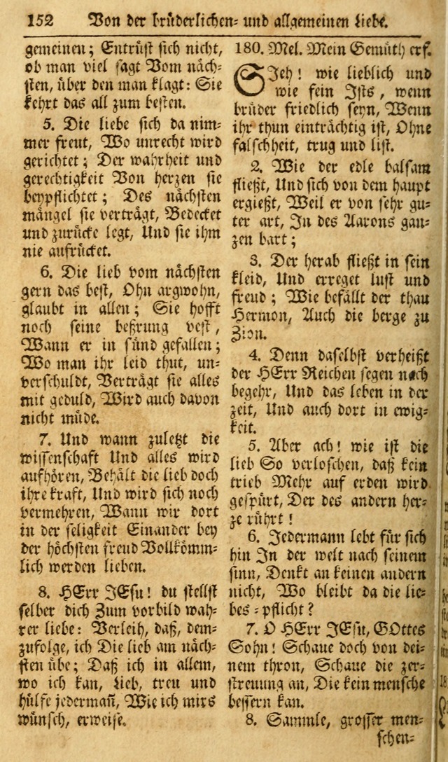 Das Geistliche Saitenspiel: oder, Eine Sammlung auserlesener, erbaulicher, geistreicher Lieder zum Gebrauch aller Gottliebenden Seelen, insonderheit für dei Gemeinen der Evangelischen... (1st Aufl.) page 152