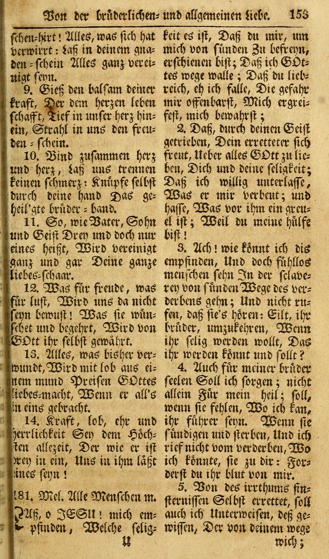 Das Geistliche Saitenspiel: oder, Eine Sammlung auserlesener, erbaulicher, geistreicher Lieder zum Gebrauch aller Gottliebenden Seelen, insonderheit für dei Gemeinen der Evangelischen... (1st Aufl.) page 153