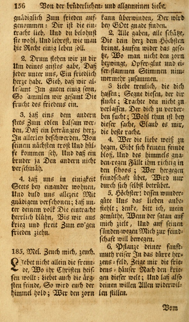 Das Geistliche Saitenspiel: oder, Eine Sammlung auserlesener, erbaulicher, geistreicher Lieder zum Gebrauch aller Gottliebenden Seelen, insonderheit für dei Gemeinen der Evangelischen... (1st Aufl.) page 156