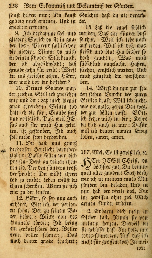 Das Geistliche Saitenspiel: oder, Eine Sammlung auserlesener, erbaulicher, geistreicher Lieder zum Gebrauch aller Gottliebenden Seelen, insonderheit für dei Gemeinen der Evangelischen... (1st Aufl.) page 158