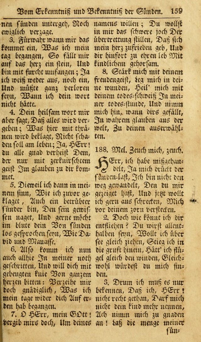 Das Geistliche Saitenspiel: oder, Eine Sammlung auserlesener, erbaulicher, geistreicher Lieder zum Gebrauch aller Gottliebenden Seelen, insonderheit für dei Gemeinen der Evangelischen... (1st Aufl.) page 159