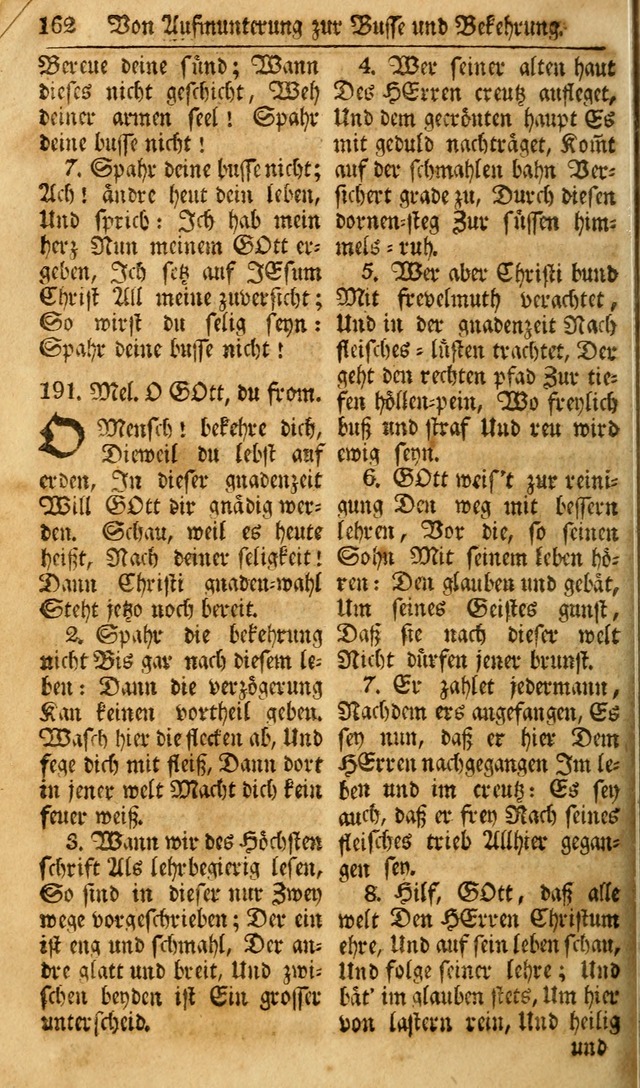 Das Geistliche Saitenspiel: oder, Eine Sammlung auserlesener, erbaulicher, geistreicher Lieder zum Gebrauch aller Gottliebenden Seelen, insonderheit für dei Gemeinen der Evangelischen... (1st Aufl.) page 162