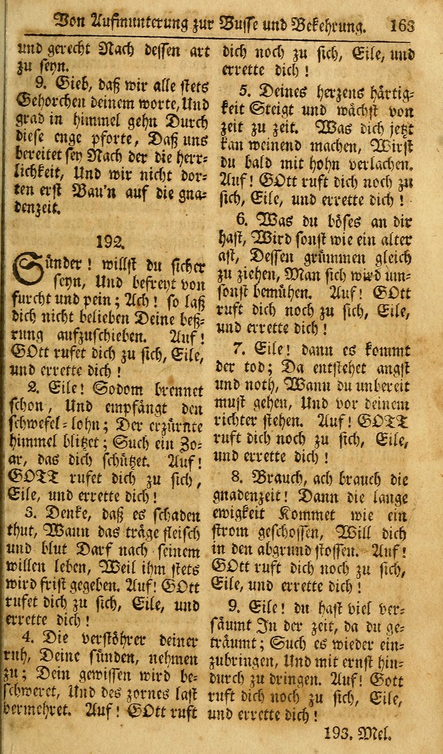 Das Geistliche Saitenspiel: oder, Eine Sammlung auserlesener, erbaulicher, geistreicher Lieder zum Gebrauch aller Gottliebenden Seelen, insonderheit für dei Gemeinen der Evangelischen... (1st Aufl.) page 163