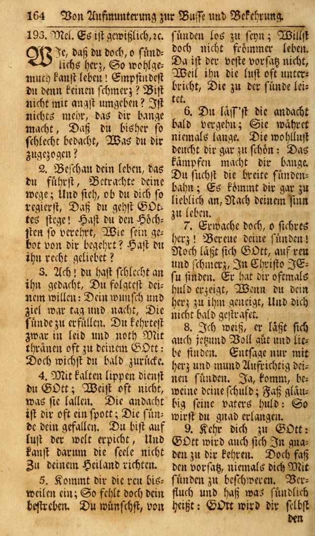 Das Geistliche Saitenspiel: oder, Eine Sammlung auserlesener, erbaulicher, geistreicher Lieder zum Gebrauch aller Gottliebenden Seelen, insonderheit für dei Gemeinen der Evangelischen... (1st Aufl.) page 164