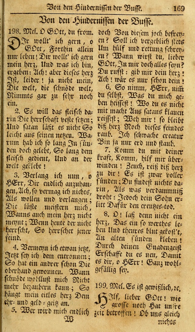 Das Geistliche Saitenspiel: oder, Eine Sammlung auserlesener, erbaulicher, geistreicher Lieder zum Gebrauch aller Gottliebenden Seelen, insonderheit für dei Gemeinen der Evangelischen... (1st Aufl.) page 169