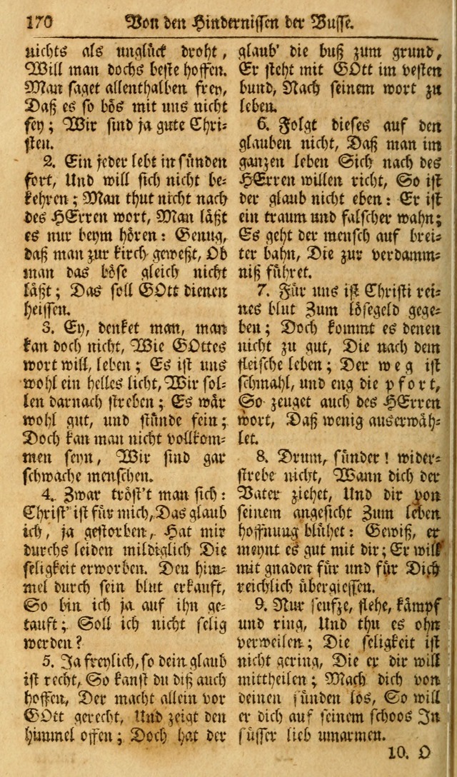 Das Geistliche Saitenspiel: oder, Eine Sammlung auserlesener, erbaulicher, geistreicher Lieder zum Gebrauch aller Gottliebenden Seelen, insonderheit für dei Gemeinen der Evangelischen... (1st Aufl.) page 170