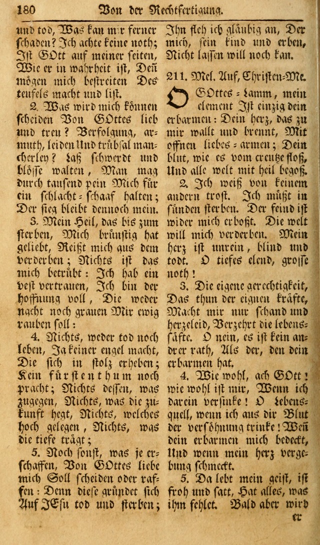 Das Geistliche Saitenspiel: oder, Eine Sammlung auserlesener, erbaulicher, geistreicher Lieder zum Gebrauch aller Gottliebenden Seelen, insonderheit für dei Gemeinen der Evangelischen... (1st Aufl.) page 180