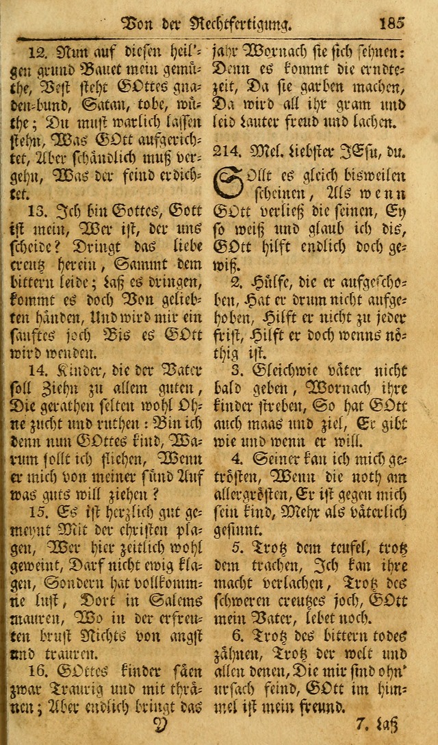 Das Geistliche Saitenspiel: oder, Eine Sammlung auserlesener, erbaulicher, geistreicher Lieder zum Gebrauch aller Gottliebenden Seelen, insonderheit für dei Gemeinen der Evangelischen... (1st Aufl.) page 185