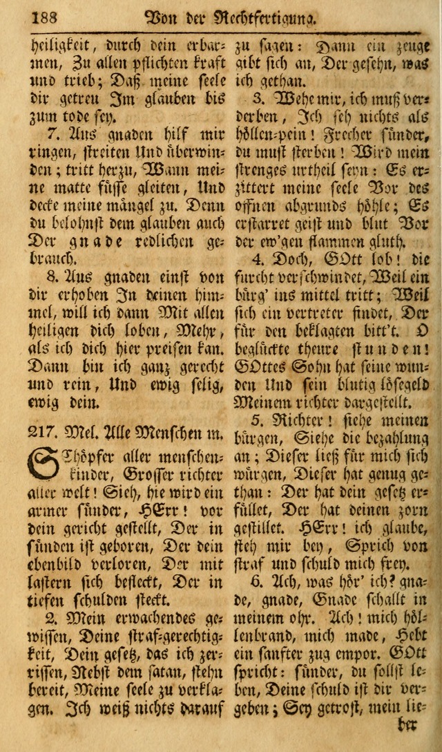 Das Geistliche Saitenspiel: oder, Eine Sammlung auserlesener, erbaulicher, geistreicher Lieder zum Gebrauch aller Gottliebenden Seelen, insonderheit für dei Gemeinen der Evangelischen... (1st Aufl.) page 188