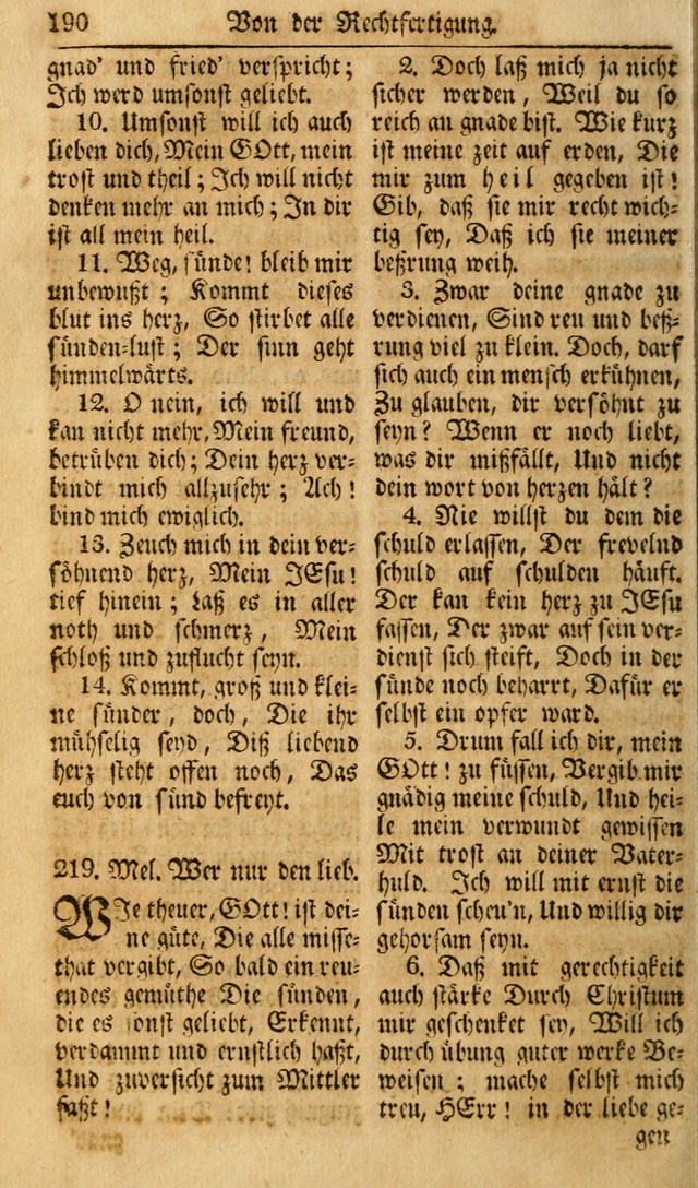 Das Geistliche Saitenspiel: oder, Eine Sammlung auserlesener, erbaulicher, geistreicher Lieder zum Gebrauch aller Gottliebenden Seelen, insonderheit für dei Gemeinen der Evangelischen... (1st Aufl.) page 190