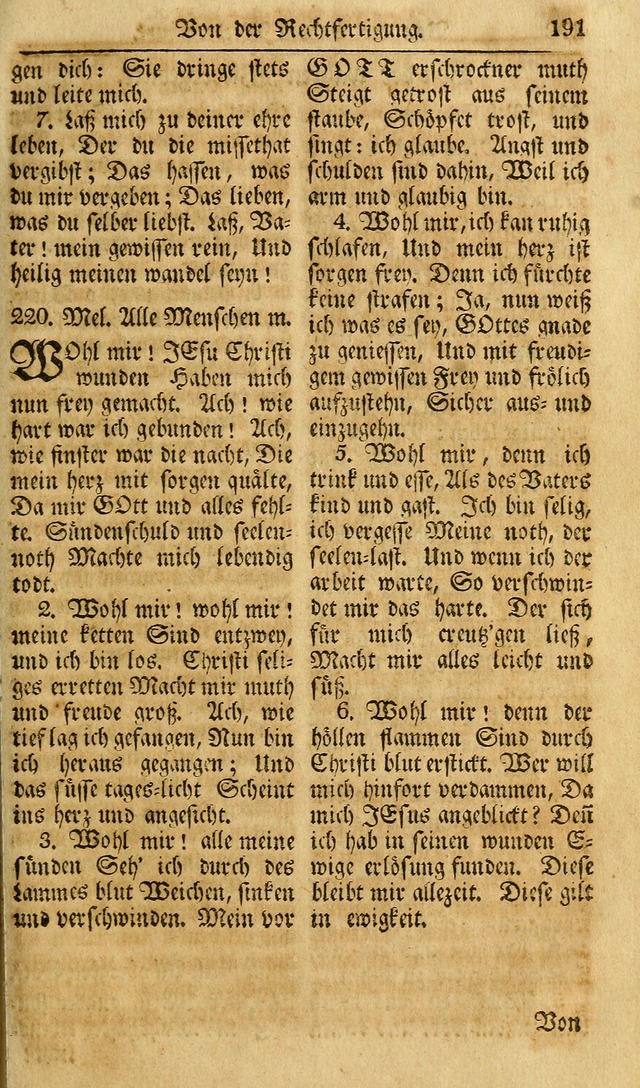 Das Geistliche Saitenspiel: oder, Eine Sammlung auserlesener, erbaulicher, geistreicher Lieder zum Gebrauch aller Gottliebenden Seelen, insonderheit für dei Gemeinen der Evangelischen... (1st Aufl.) page 191