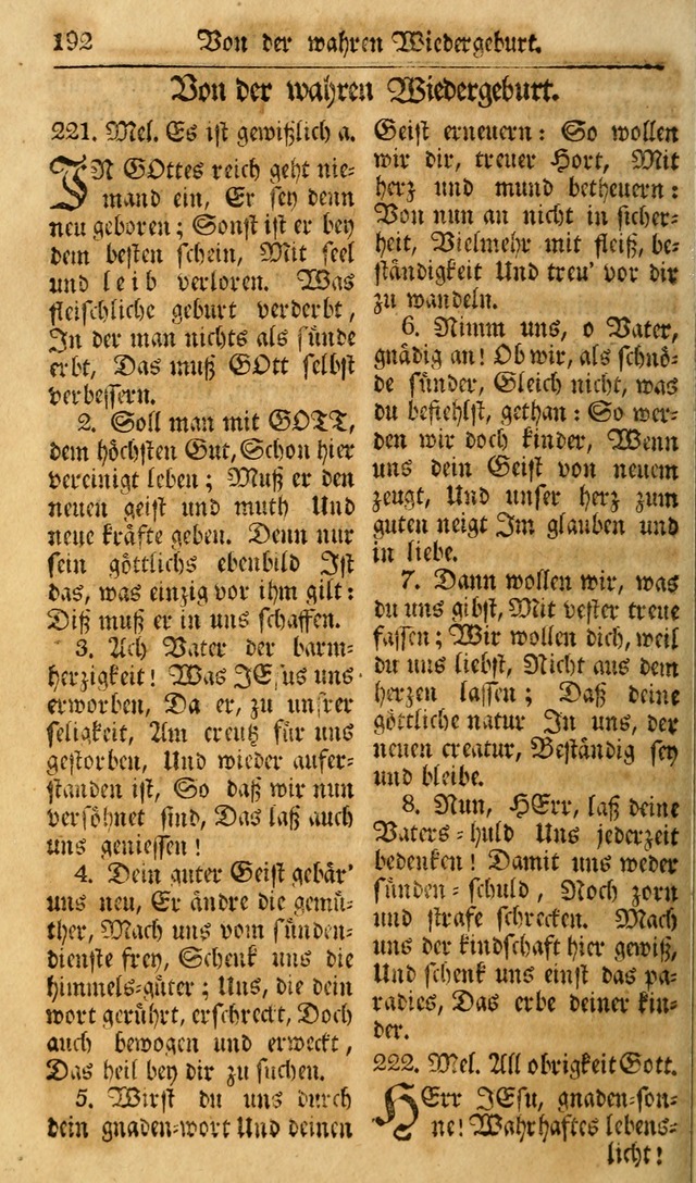 Das Geistliche Saitenspiel: oder, Eine Sammlung auserlesener, erbaulicher, geistreicher Lieder zum Gebrauch aller Gottliebenden Seelen, insonderheit für dei Gemeinen der Evangelischen... (1st Aufl.) page 192