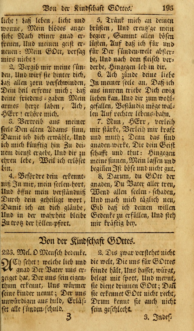 Das Geistliche Saitenspiel: oder, Eine Sammlung auserlesener, erbaulicher, geistreicher Lieder zum Gebrauch aller Gottliebenden Seelen, insonderheit für dei Gemeinen der Evangelischen... (1st Aufl.) page 193