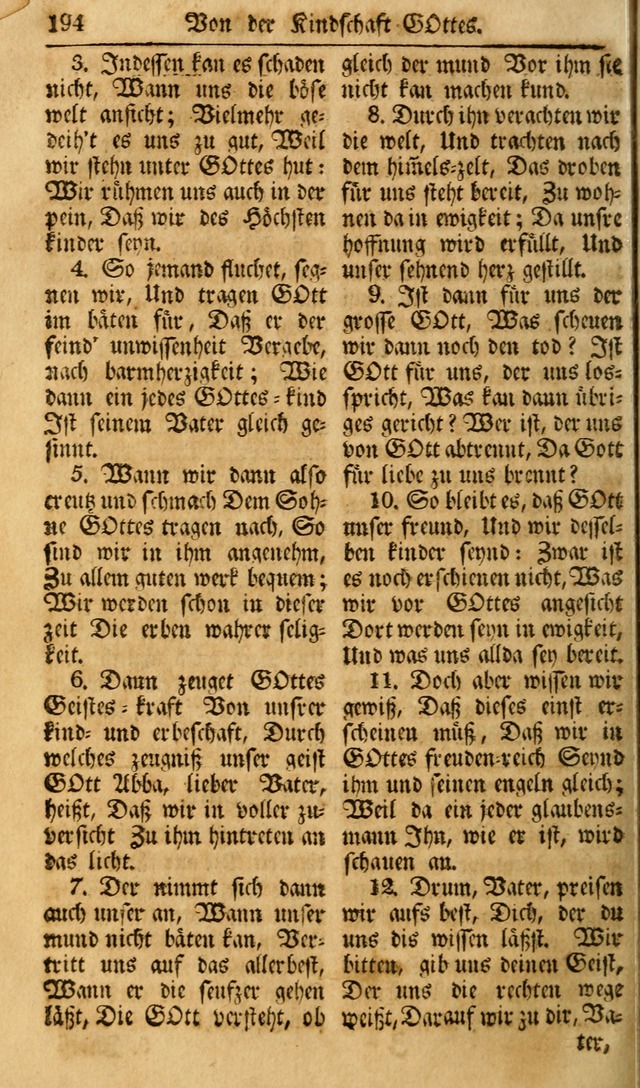 Das Geistliche Saitenspiel: oder, Eine Sammlung auserlesener, erbaulicher, geistreicher Lieder zum Gebrauch aller Gottliebenden Seelen, insonderheit für dei Gemeinen der Evangelischen... (1st Aufl.) page 194