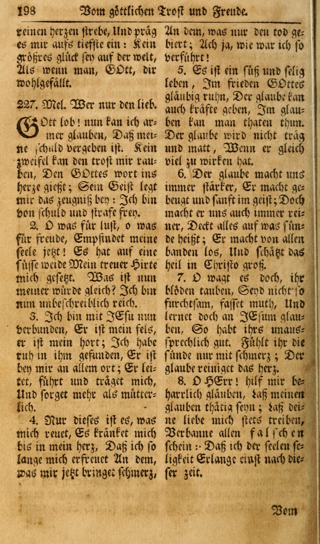 Das Geistliche Saitenspiel: oder, Eine Sammlung auserlesener, erbaulicher, geistreicher Lieder zum Gebrauch aller Gottliebenden Seelen, insonderheit für dei Gemeinen der Evangelischen... (1st Aufl.) page 198