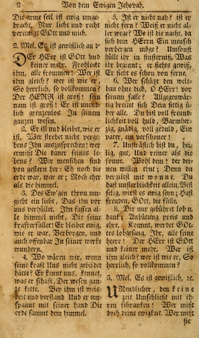 Das Geistliche Saitenspiel: oder, Eine Sammlung auserlesener, erbaulicher, geistreicher Lieder zum Gebrauch aller Gottliebenden Seelen, insonderheit für dei Gemeinen der Evangelischen... (1st Aufl.) page 2