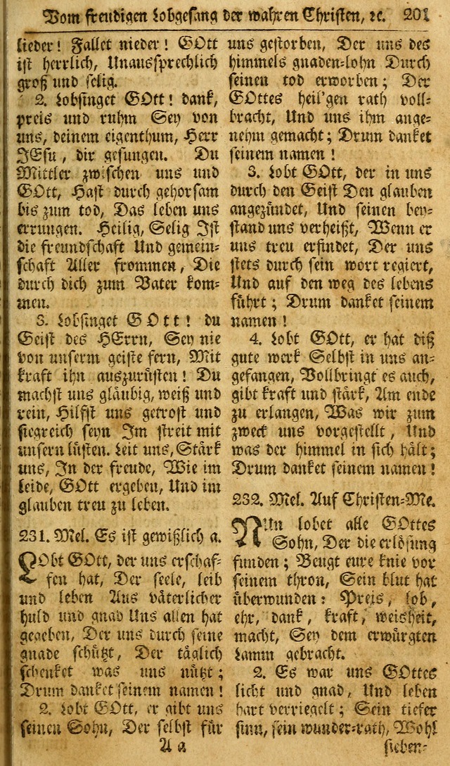 Das Geistliche Saitenspiel: oder, Eine Sammlung auserlesener, erbaulicher, geistreicher Lieder zum Gebrauch aller Gottliebenden Seelen, insonderheit für dei Gemeinen der Evangelischen... (1st Aufl.) page 201