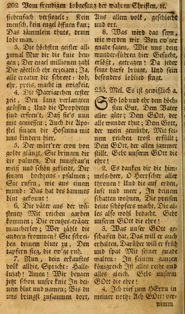 Das Geistliche Saitenspiel: oder, Eine Sammlung auserlesener, erbaulicher, geistreicher Lieder zum Gebrauch aller Gottliebenden Seelen, insonderheit für dei Gemeinen der Evangelischen... (1st Aufl.) page 202