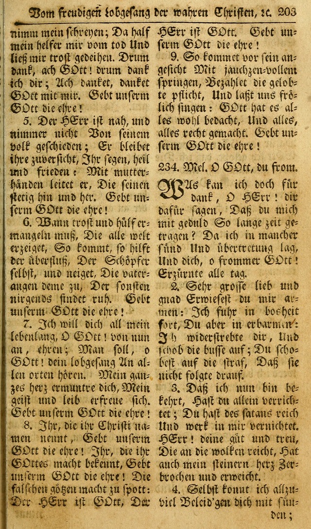 Das Geistliche Saitenspiel: oder, Eine Sammlung auserlesener, erbaulicher, geistreicher Lieder zum Gebrauch aller Gottliebenden Seelen, insonderheit für dei Gemeinen der Evangelischen... (1st Aufl.) page 203