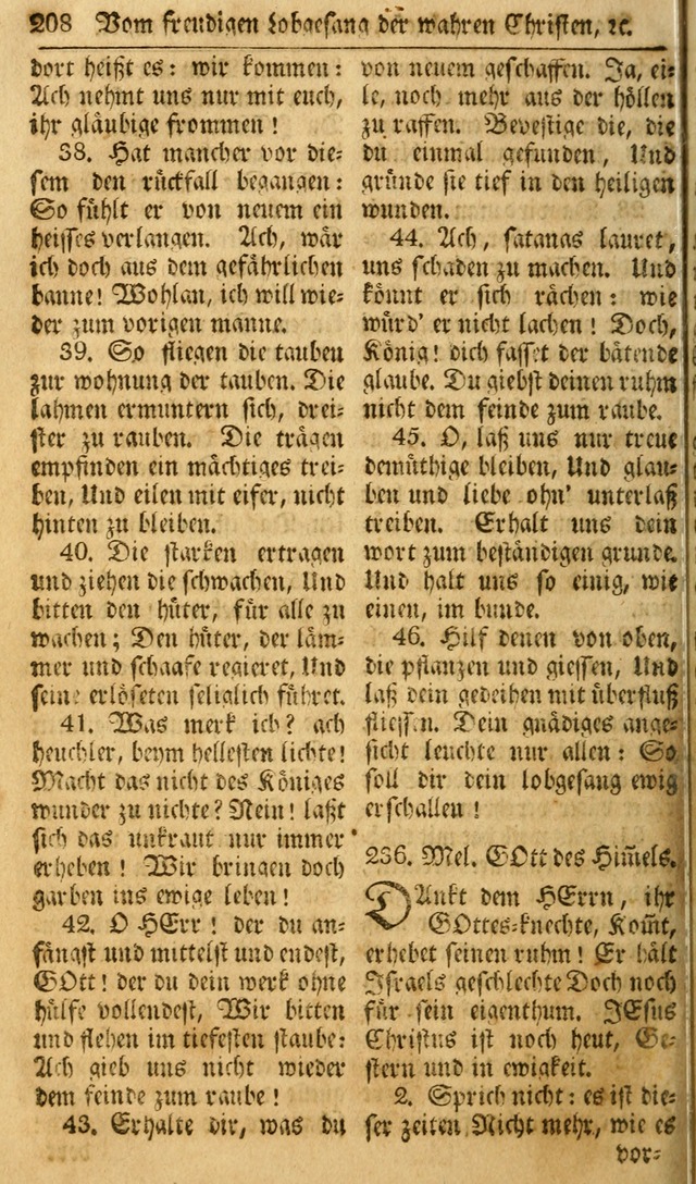 Das Geistliche Saitenspiel: oder, Eine Sammlung auserlesener, erbaulicher, geistreicher Lieder zum Gebrauch aller Gottliebenden Seelen, insonderheit für dei Gemeinen der Evangelischen... (1st Aufl.) page 208