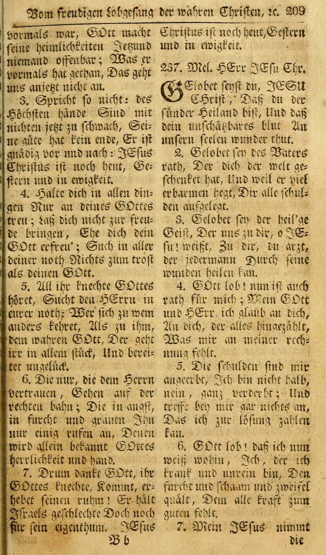 Das Geistliche Saitenspiel: oder, Eine Sammlung auserlesener, erbaulicher, geistreicher Lieder zum Gebrauch aller Gottliebenden Seelen, insonderheit für dei Gemeinen der Evangelischen... (1st Aufl.) page 209