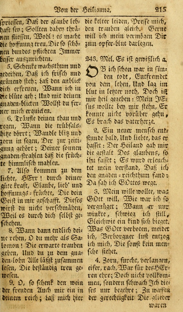 Das Geistliche Saitenspiel: oder, Eine Sammlung auserlesener, erbaulicher, geistreicher Lieder zum Gebrauch aller Gottliebenden Seelen, insonderheit für dei Gemeinen der Evangelischen... (1st Aufl.) page 215