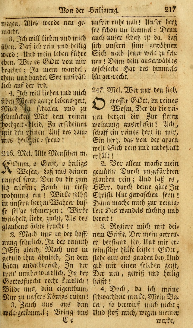 Das Geistliche Saitenspiel: oder, Eine Sammlung auserlesener, erbaulicher, geistreicher Lieder zum Gebrauch aller Gottliebenden Seelen, insonderheit für dei Gemeinen der Evangelischen... (1st Aufl.) page 217