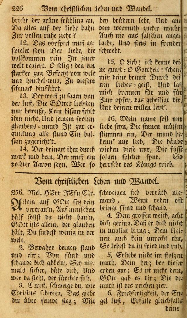 Das Geistliche Saitenspiel: oder, Eine Sammlung auserlesener, erbaulicher, geistreicher Lieder zum Gebrauch aller Gottliebenden Seelen, insonderheit für dei Gemeinen der Evangelischen... (1st Aufl.) page 226