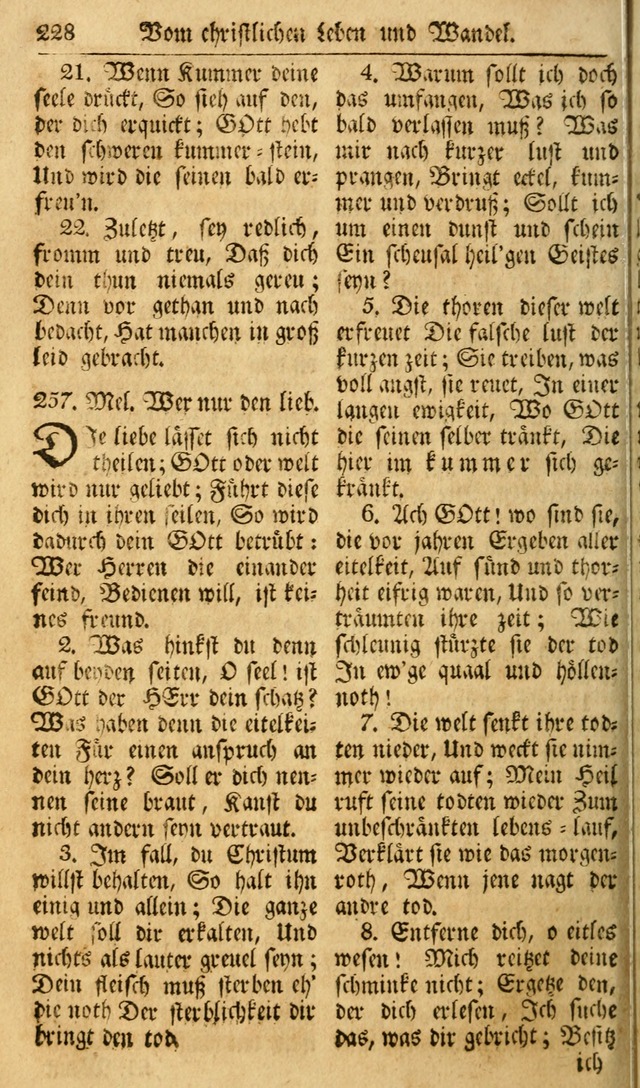 Das Geistliche Saitenspiel: oder, Eine Sammlung auserlesener, erbaulicher, geistreicher Lieder zum Gebrauch aller Gottliebenden Seelen, insonderheit für dei Gemeinen der Evangelischen... (1st Aufl.) page 228