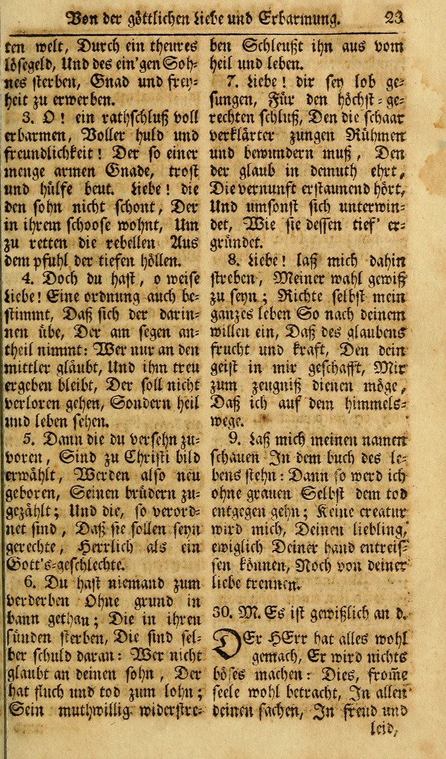 Das Geistliche Saitenspiel: oder, Eine Sammlung auserlesener, erbaulicher, geistreicher Lieder zum Gebrauch aller Gottliebenden Seelen, insonderheit für dei Gemeinen der Evangelischen... (1st Aufl.) page 23