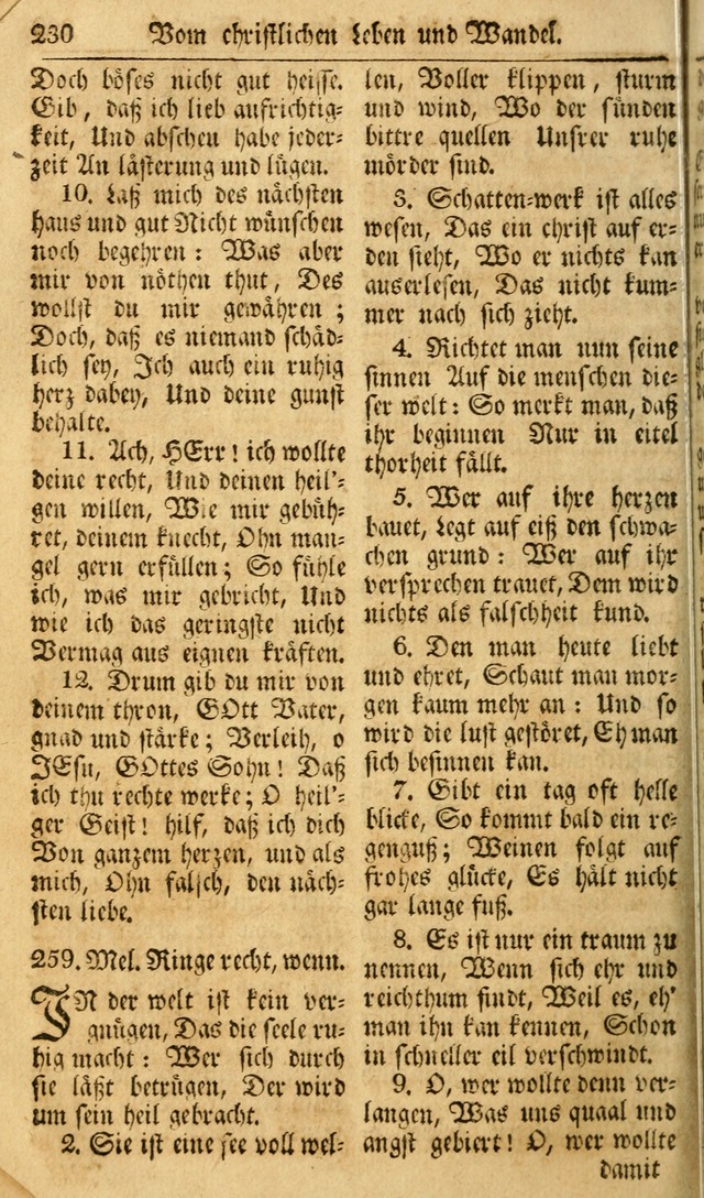 Das Geistliche Saitenspiel: oder, Eine Sammlung auserlesener, erbaulicher, geistreicher Lieder zum Gebrauch aller Gottliebenden Seelen, insonderheit für dei Gemeinen der Evangelischen... (1st Aufl.) page 230