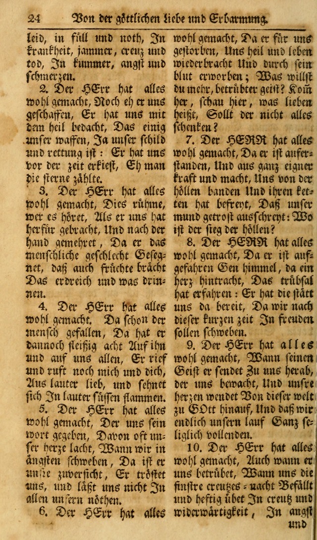 Das Geistliche Saitenspiel: oder, Eine Sammlung auserlesener, erbaulicher, geistreicher Lieder zum Gebrauch aller Gottliebenden Seelen, insonderheit für dei Gemeinen der Evangelischen... (1st Aufl.) page 24