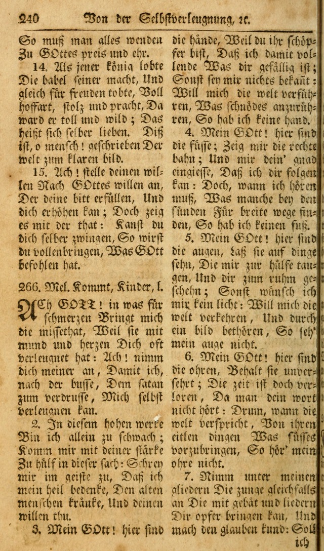 Das Geistliche Saitenspiel: oder, Eine Sammlung auserlesener, erbaulicher, geistreicher Lieder zum Gebrauch aller Gottliebenden Seelen, insonderheit für dei Gemeinen der Evangelischen... (1st Aufl.) page 240