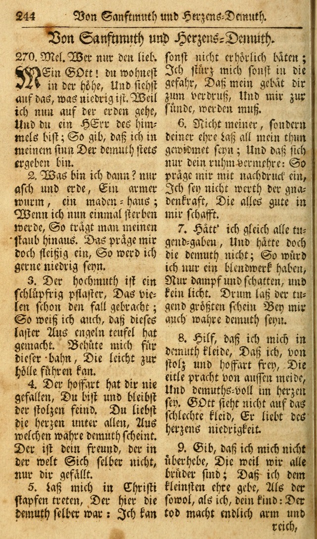 Das Geistliche Saitenspiel: oder, Eine Sammlung auserlesener, erbaulicher, geistreicher Lieder zum Gebrauch aller Gottliebenden Seelen, insonderheit für dei Gemeinen der Evangelischen... (1st Aufl.) page 244