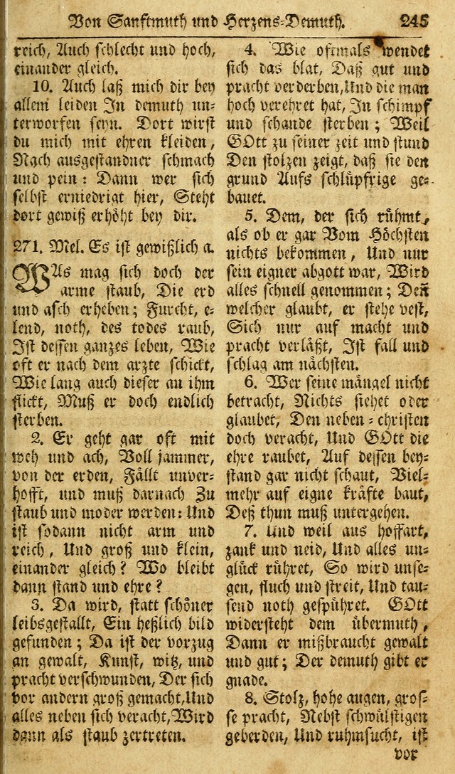 Das Geistliche Saitenspiel: oder, Eine Sammlung auserlesener, erbaulicher, geistreicher Lieder zum Gebrauch aller Gottliebenden Seelen, insonderheit für dei Gemeinen der Evangelischen... (1st Aufl.) page 245