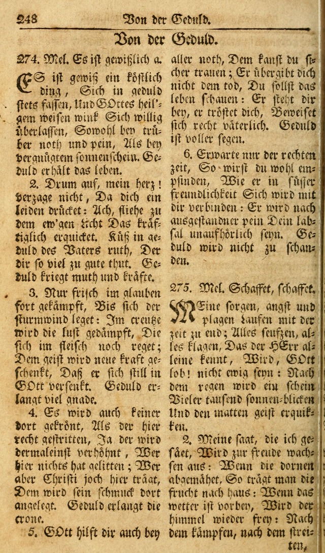 Das Geistliche Saitenspiel: oder, Eine Sammlung auserlesener, erbaulicher, geistreicher Lieder zum Gebrauch aller Gottliebenden Seelen, insonderheit für dei Gemeinen der Evangelischen... (1st Aufl.) page 248