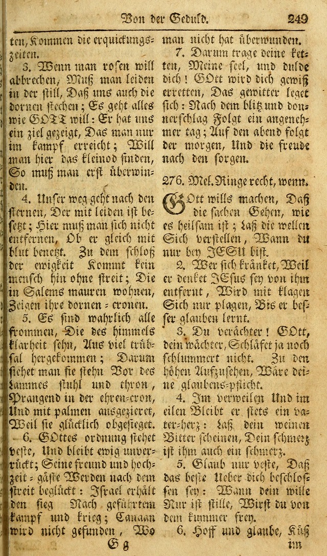 Das Geistliche Saitenspiel: oder, Eine Sammlung auserlesener, erbaulicher, geistreicher Lieder zum Gebrauch aller Gottliebenden Seelen, insonderheit für dei Gemeinen der Evangelischen... (1st Aufl.) page 249