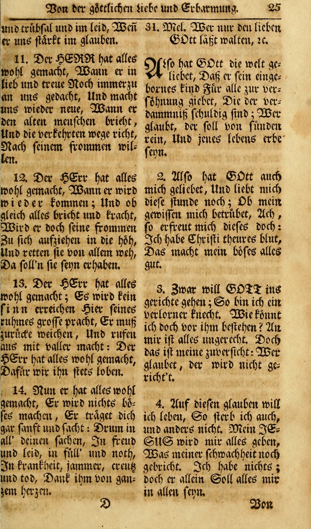 Das Geistliche Saitenspiel: oder, Eine Sammlung auserlesener, erbaulicher, geistreicher Lieder zum Gebrauch aller Gottliebenden Seelen, insonderheit für dei Gemeinen der Evangelischen... (1st Aufl.) page 25