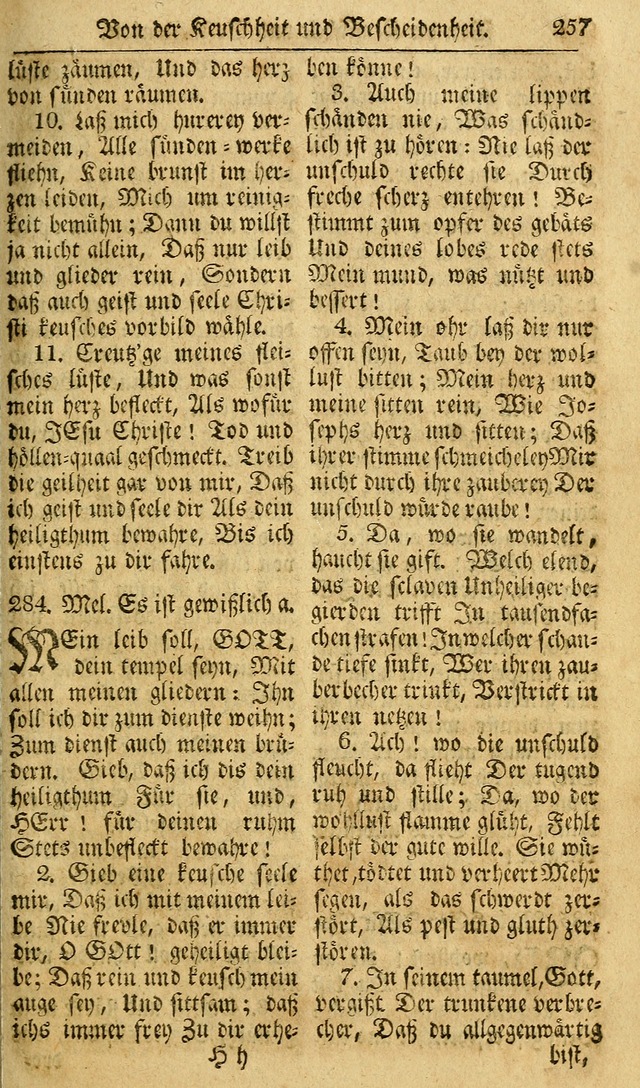 Das Geistliche Saitenspiel: oder, Eine Sammlung auserlesener, erbaulicher, geistreicher Lieder zum Gebrauch aller Gottliebenden Seelen, insonderheit für dei Gemeinen der Evangelischen... (1st Aufl.) page 257