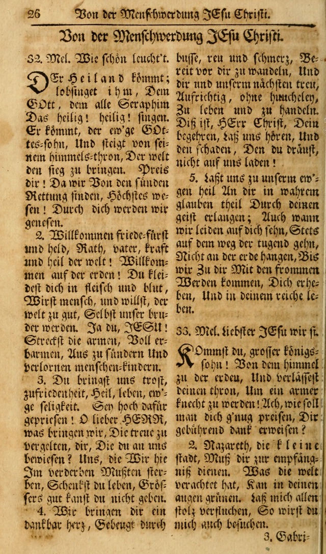 Das Geistliche Saitenspiel: oder, Eine Sammlung auserlesener, erbaulicher, geistreicher Lieder zum Gebrauch aller Gottliebenden Seelen, insonderheit für dei Gemeinen der Evangelischen... (1st Aufl.) page 26