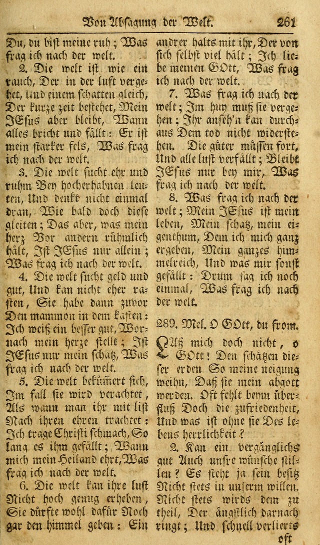 Das Geistliche Saitenspiel: oder, Eine Sammlung auserlesener, erbaulicher, geistreicher Lieder zum Gebrauch aller Gottliebenden Seelen, insonderheit für dei Gemeinen der Evangelischen... (1st Aufl.) page 261