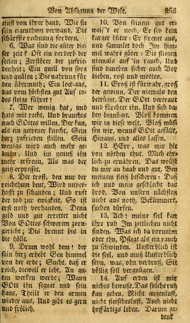 Das Geistliche Saitenspiel: oder, Eine Sammlung auserlesener, erbaulicher, geistreicher Lieder zum Gebrauch aller Gottliebenden Seelen, insonderheit für dei Gemeinen der Evangelischen... (1st Aufl.) page 263