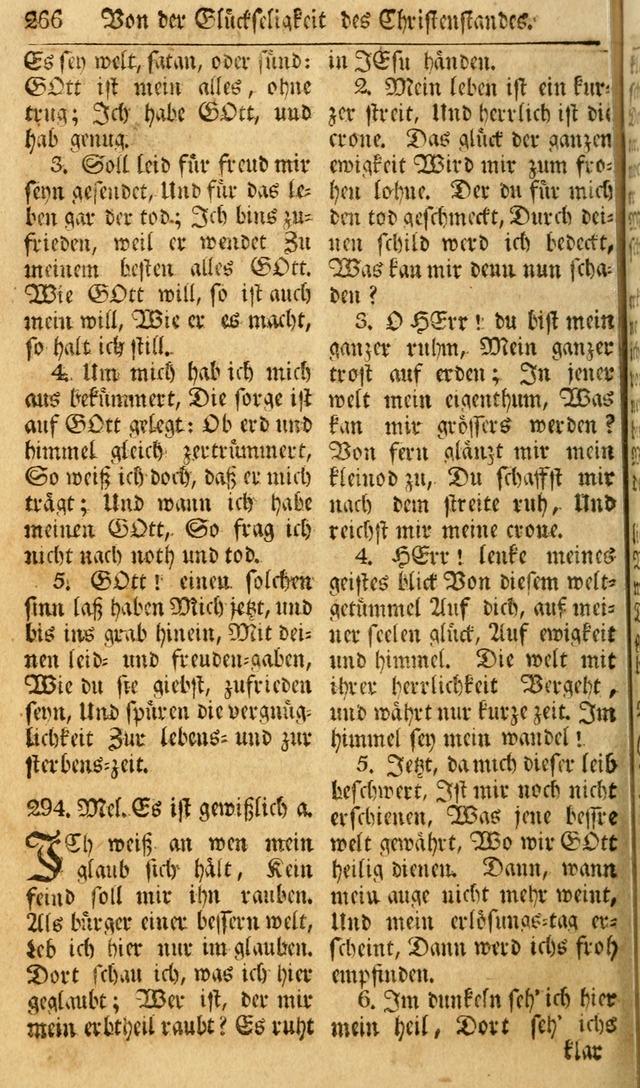 Das Geistliche Saitenspiel: oder, Eine Sammlung auserlesener, erbaulicher, geistreicher Lieder zum Gebrauch aller Gottliebenden Seelen, insonderheit für dei Gemeinen der Evangelischen... (1st Aufl.) page 266