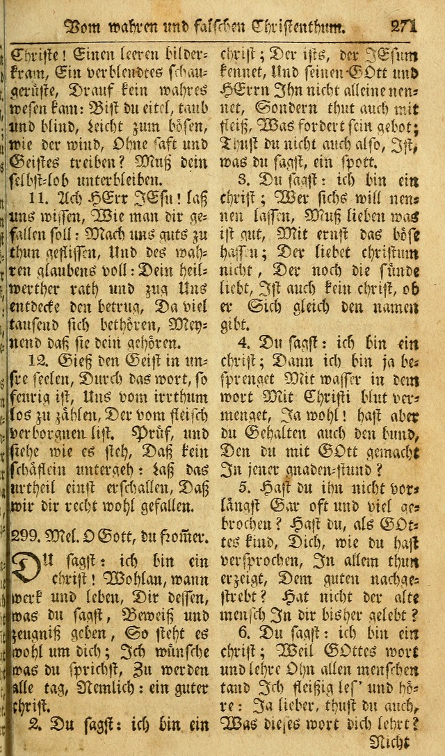 Das Geistliche Saitenspiel: oder, Eine Sammlung auserlesener, erbaulicher, geistreicher Lieder zum Gebrauch aller Gottliebenden Seelen, insonderheit für dei Gemeinen der Evangelischen... (1st Aufl.) page 271