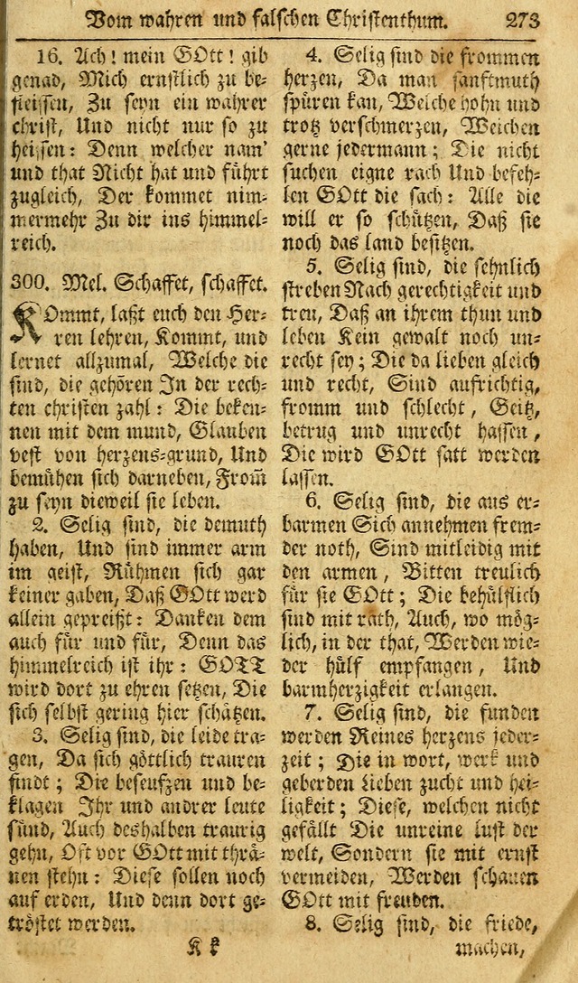 Das Geistliche Saitenspiel: oder, Eine Sammlung auserlesener, erbaulicher, geistreicher Lieder zum Gebrauch aller Gottliebenden Seelen, insonderheit für dei Gemeinen der Evangelischen... (1st Aufl.) page 273