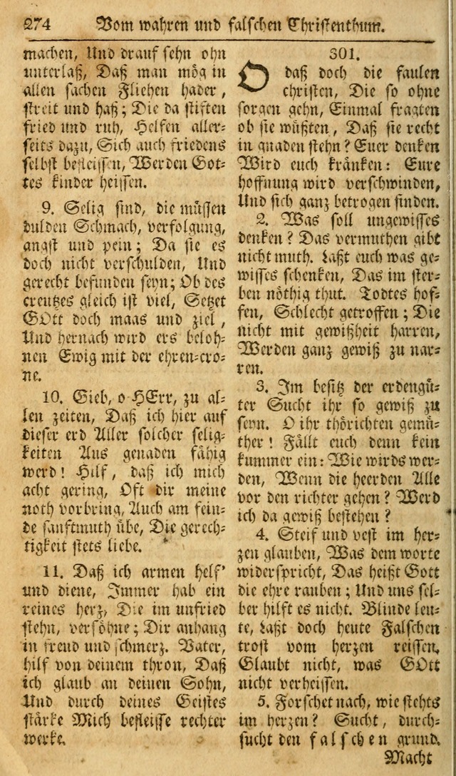 Das Geistliche Saitenspiel: oder, Eine Sammlung auserlesener, erbaulicher, geistreicher Lieder zum Gebrauch aller Gottliebenden Seelen, insonderheit für dei Gemeinen der Evangelischen... (1st Aufl.) page 274