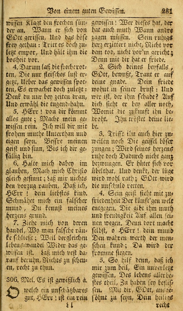 Das Geistliche Saitenspiel: oder, Eine Sammlung auserlesener, erbaulicher, geistreicher Lieder zum Gebrauch aller Gottliebenden Seelen, insonderheit für dei Gemeinen der Evangelischen... (1st Aufl.) page 281