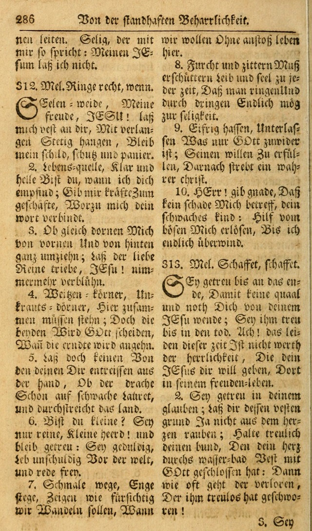 Das Geistliche Saitenspiel: oder, Eine Sammlung auserlesener, erbaulicher, geistreicher Lieder zum Gebrauch aller Gottliebenden Seelen, insonderheit für dei Gemeinen der Evangelischen... (1st Aufl.) page 286